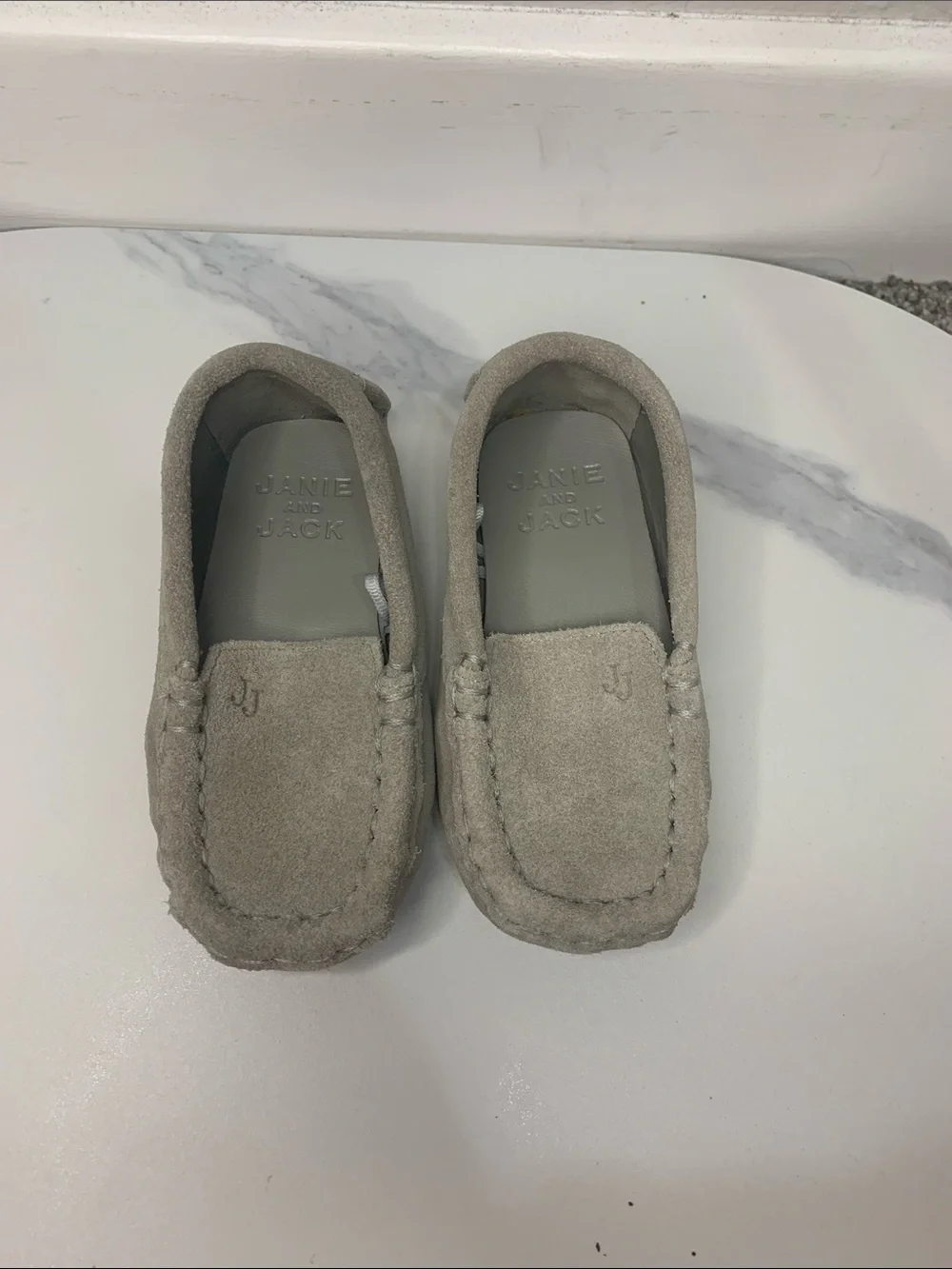 Janie and Jack Grey Suede Moccasin Slippers for Kids